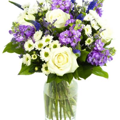 Cream and Purple Mixed Flower Bouquet