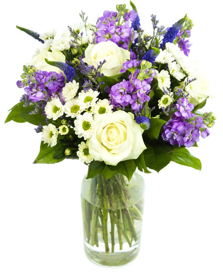 Cream and Purple Mixed Flower Bouquet