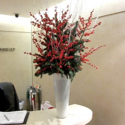 Christmas - Ilex berry vase Corporate Flower Display