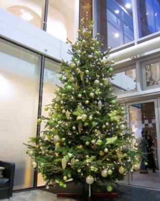 Corporate Office Christmas Tree - 15ft green and gold