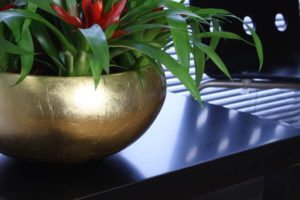 Gold leaf Palma Bowl for offices -Corporate vases