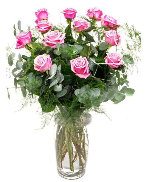 Roses & Foliage - Long Stemmed - Pink