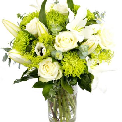 Elegant Bouquet - Whites, Lime Greens & Creams - Delivered