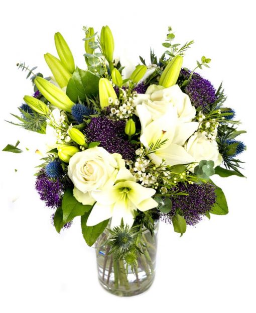Letterbox Flower Delivery – Flower Bouquet - Whites, Blues & Purples