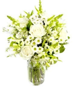 white roses with alstroemeria delivered