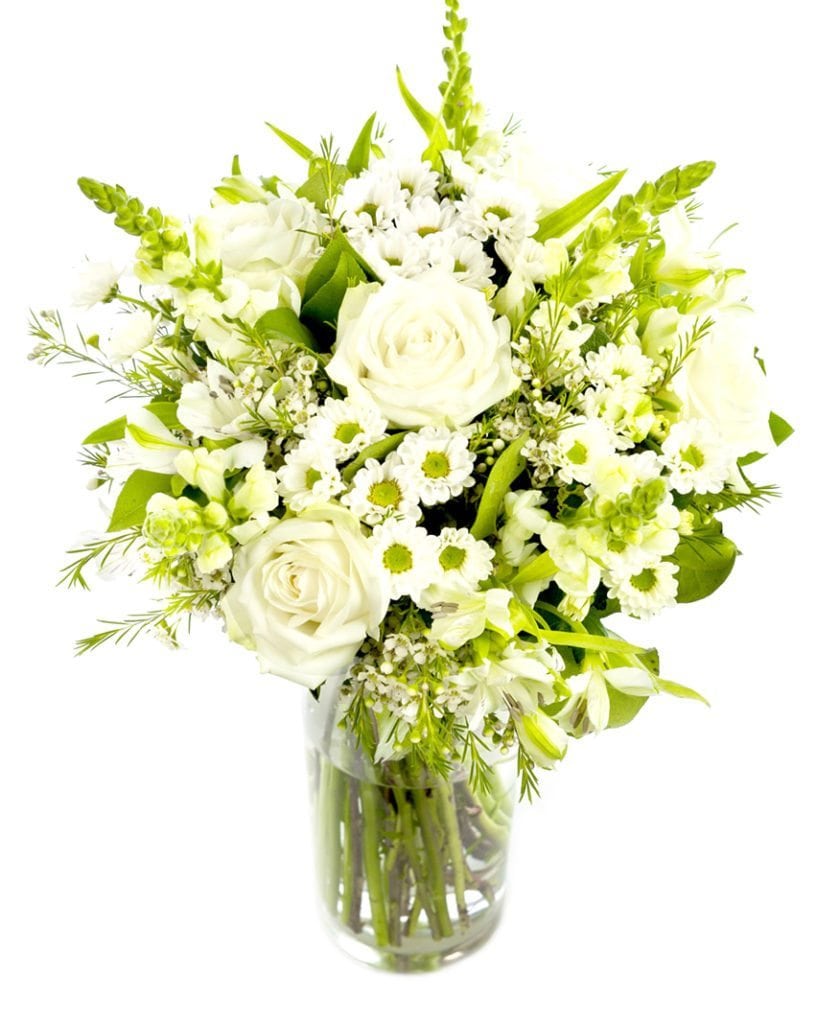 Subscription Flowers - White Roses with Alstroemeria