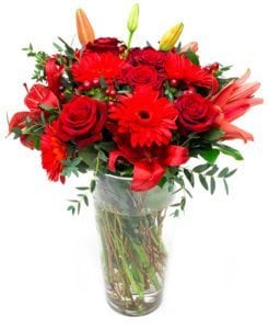 Roses & Lilies Bouquet - Reds