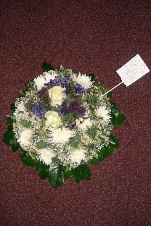 Funeral posie white and purple