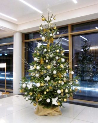 12ft Decorated Christmas Tree - White & Gold