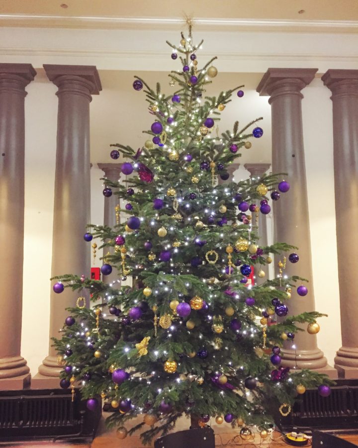 Office Christmas Tree - Decorated - Purple & Gold | Flowers by ...